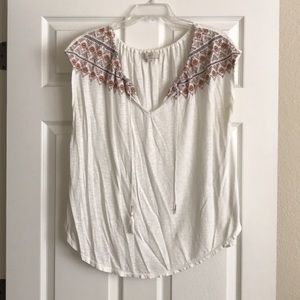 Flowy white embroidered top